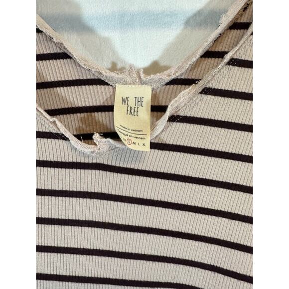 We the Free Size S Striped Tee Peplum Top Oversized Layered Long Sleeve D55 - Picture 2 of 7